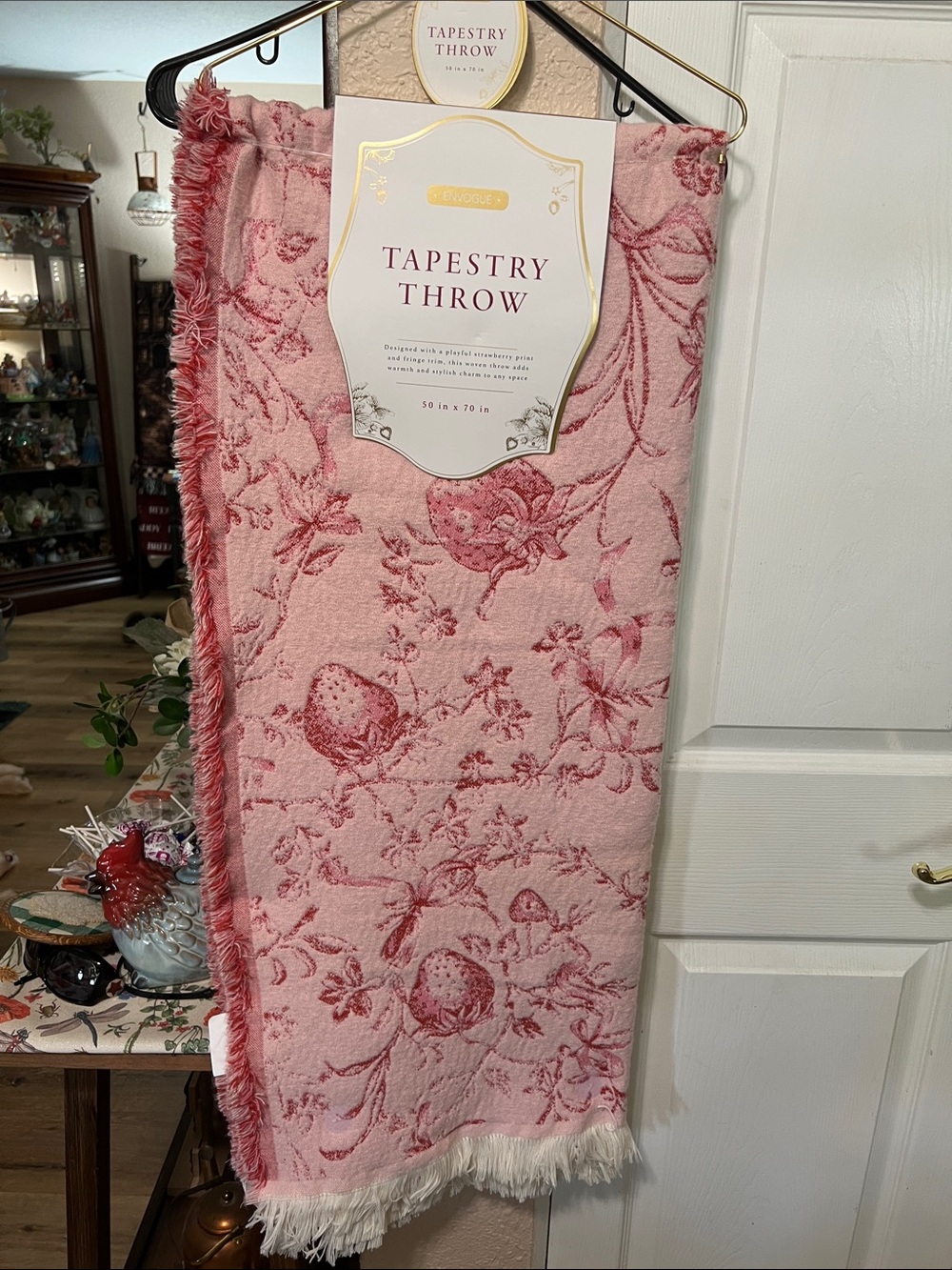 New ENVOGUE TAPESTRY Blanket - Pink strawberry and Floral print